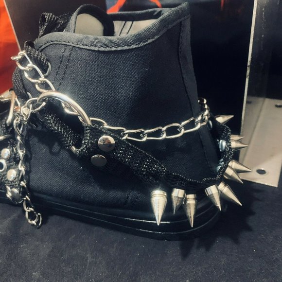 Punk Studded Skate shoes A-5 Spikes Strap And Chai - Picture 6 of 11
